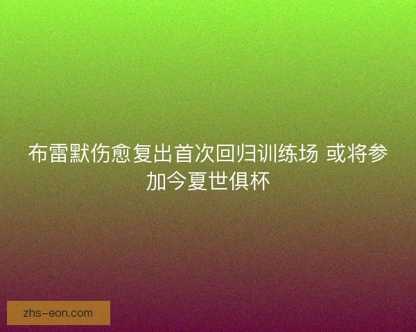 布雷默伤愈复出首次回归训练场 或将参加今夏世俱杯