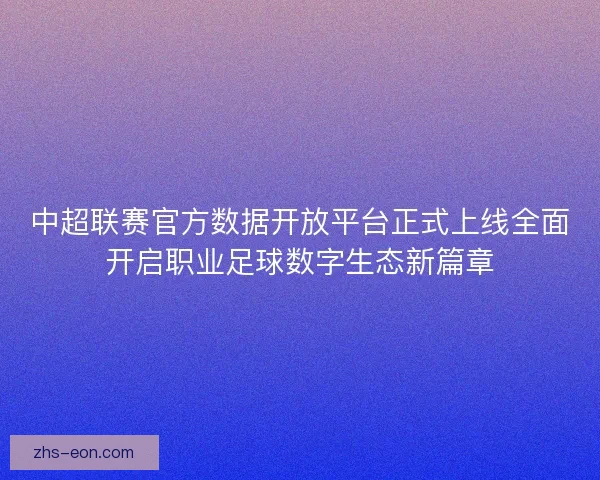 中超联赛官方数据开放平台正式上线全面开启职业足球数字生态新篇章