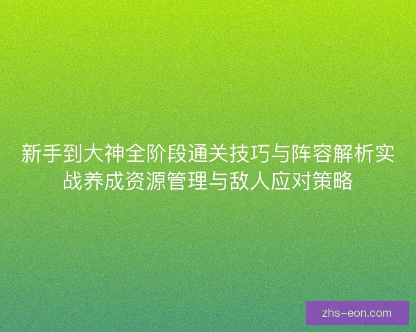 新手到大神全阶段通关技巧与阵容解析实战养成资源管理与敌人应对策略